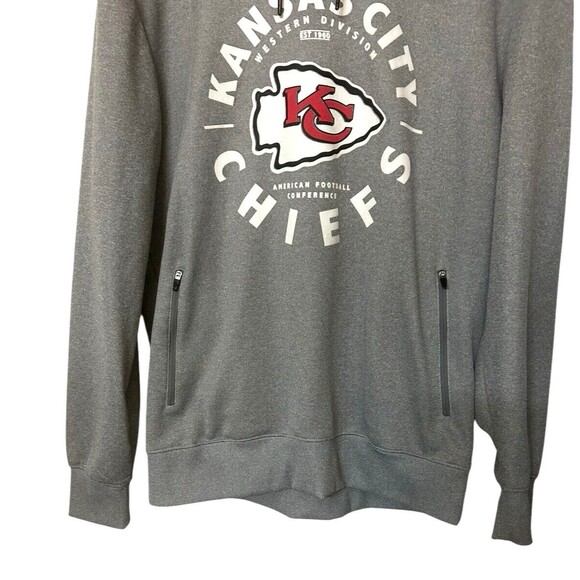 NFL Kansas City Chiefs Gray Fleece Hoodie Sweatshirt Zip Pocket Men's Size M - Picture 4 of 7